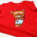 Ručne maľované detské  červené tričko MACKO - modrý