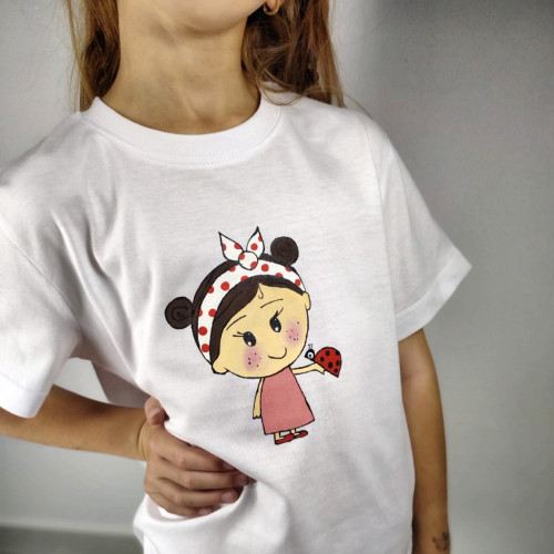 Ručne maľované detské tričko DIEVČATKO a LIENKA