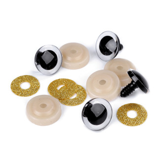 oči s poistkou glitrované 25 mm zlaté oči s poistkou glitrované 25 mm zlaté