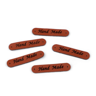 Kožená nášivka Handmade 10 x 48 mm koňaková hnedá