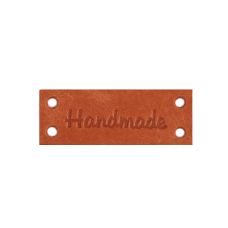 Kožená nášivka Handmade 16 x 44 mm koňaková hnedá