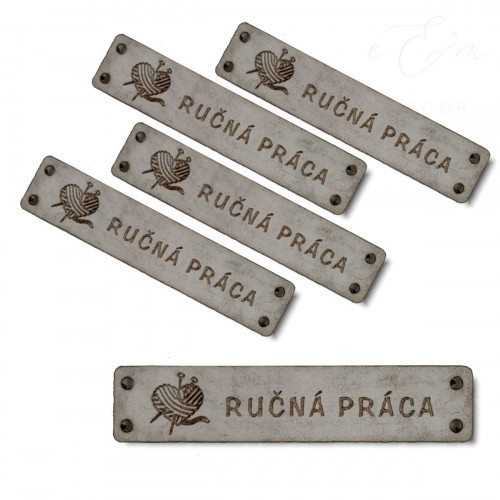 Kožený štítok RUČNÁ PRÁCA biely Kožený štítok RUČNÁ PRÁCA biely