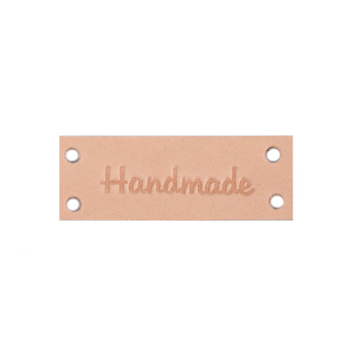 Kožená nášivka Handmade 16 x 44 mm prírodná svetlá