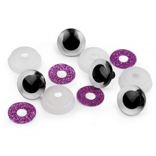 oči s poistkou glitrované 20 mm fialové oči s poistkou glitrované 20 mm fialové