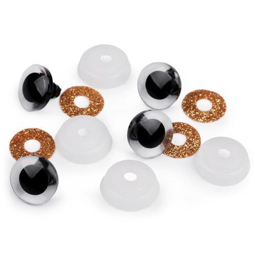 oči s poistkou glitrované 20 mm zlaté oči s poistkou glitrované 20 mm zlaté