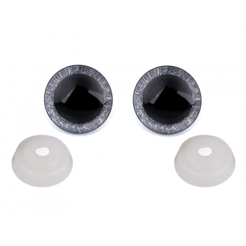 oči s poistkou glitrované 20 mm strieborné oči s poistkou glitrované 20 mm strieborné