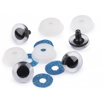 oči s poistkou glitrované 20 mm modré oči s poistkou glitrované 20 mm modré